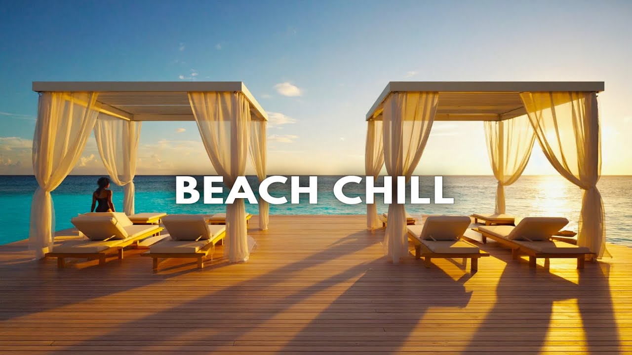 Beach Cabanas Lounge • Deep House Chill • Golden Hour Sunset Relax Mix 4K