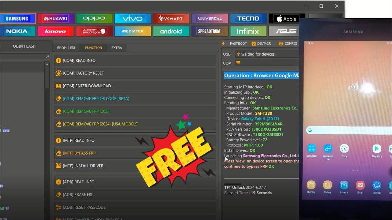 Remove FRP Free Samsung (T380) Galaxy Tab A by TFTUnlock