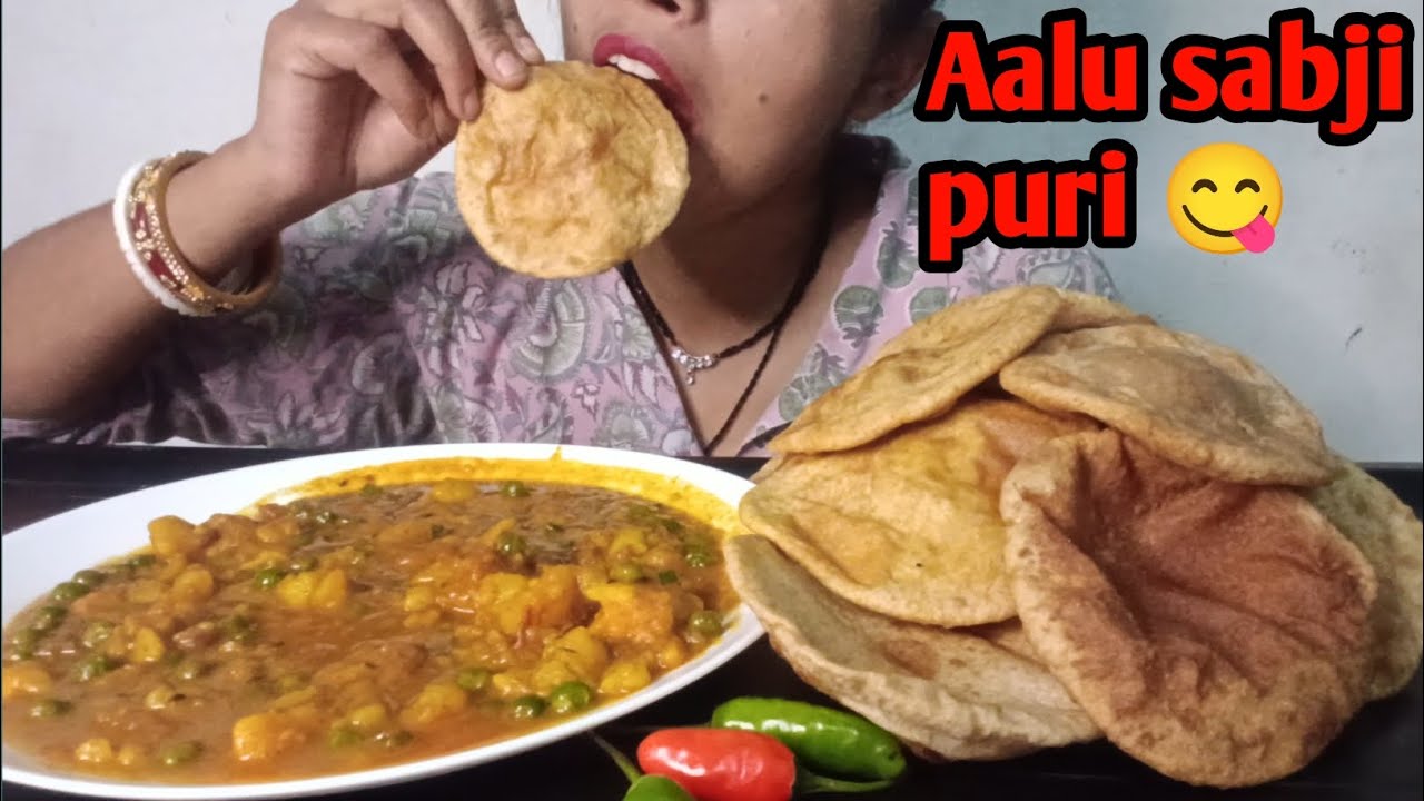 Eating unlimited puri sabji and chilli |mukbang video |big bite 😋