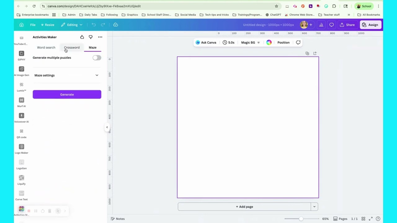 Crossword Puzzle Maker in Canva