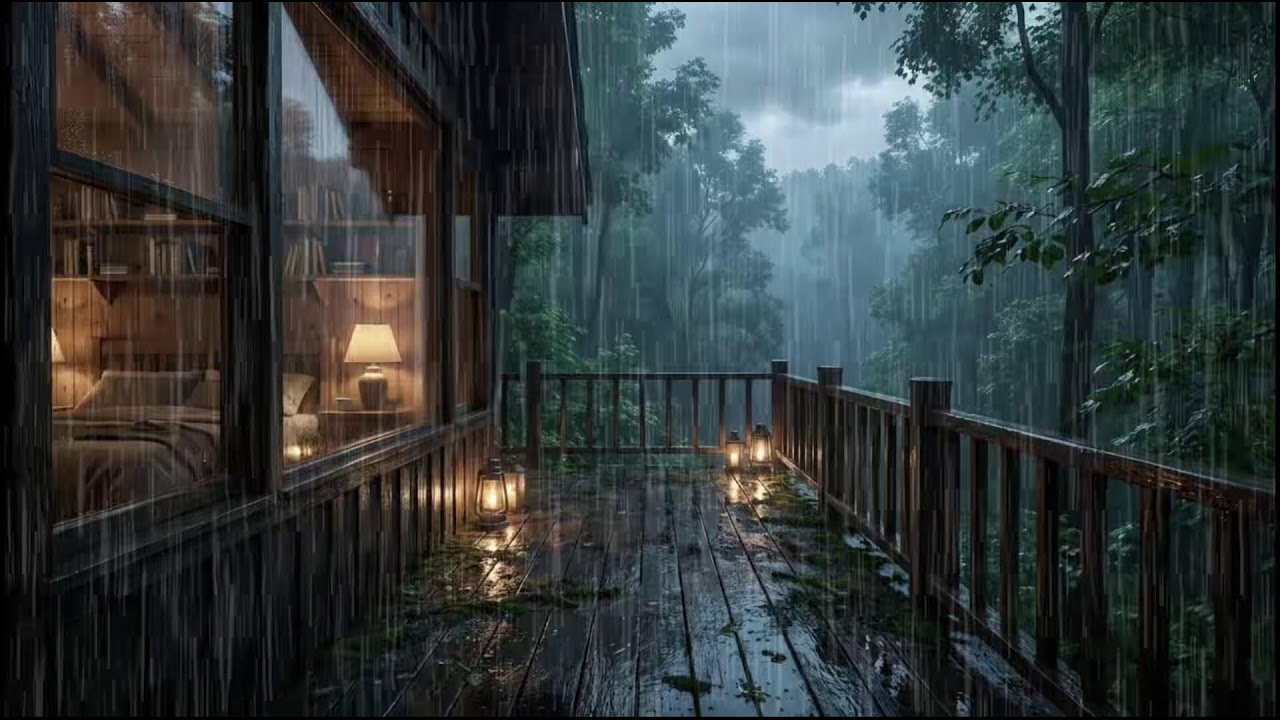Relaxing Rain Ambience at a Forest Cabin 🌧 Soft Rain Sounds for Deep Sleep