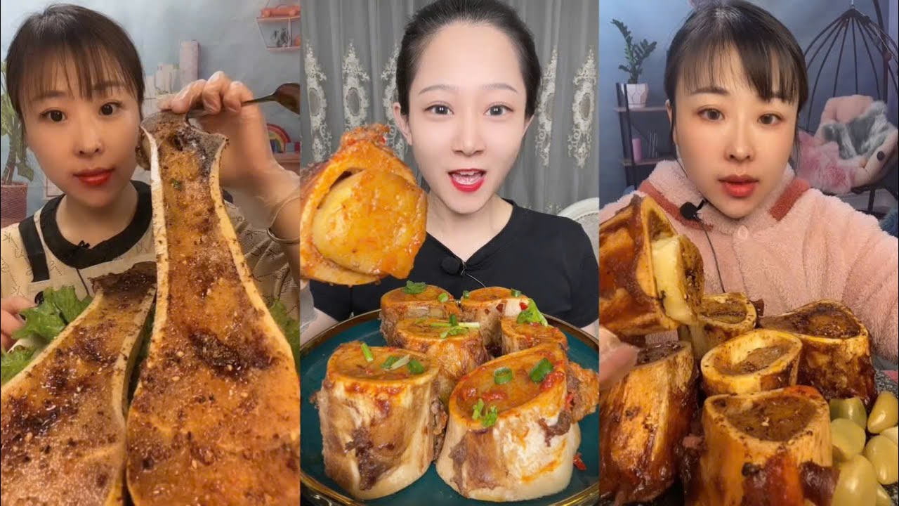 Asmr mukbang eating bone marrow - full 2 hours long - alice food #445