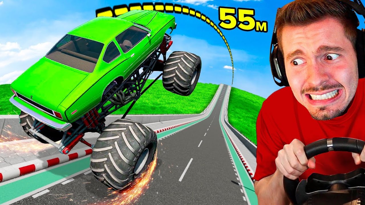 55 METROS DE SALTO com Monster Truck no BeamNG Drive!