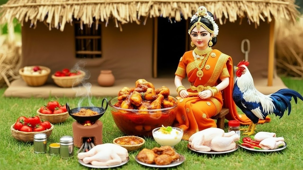 Miniature Doll Yammy chicken curry Cooking ASMR | miniature Village Tiny Kitchen Story