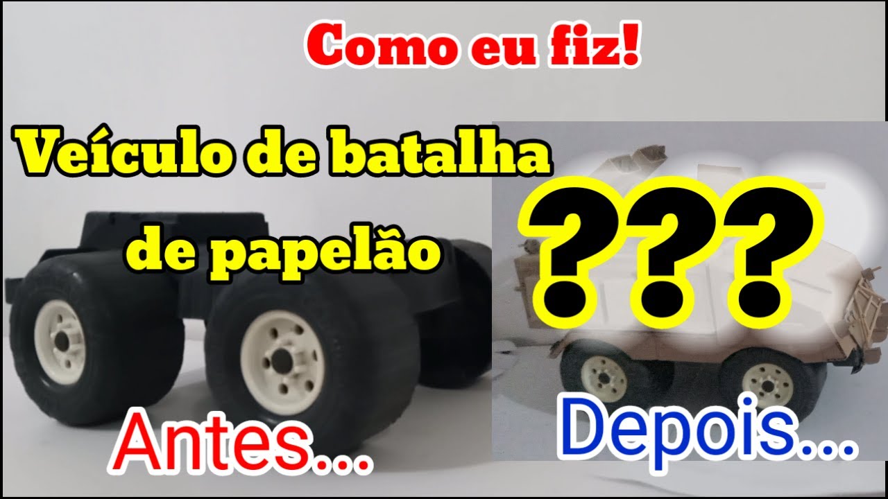 Como eu fiz! Veículo de batalha de papelão! Com chassi achado na rua!