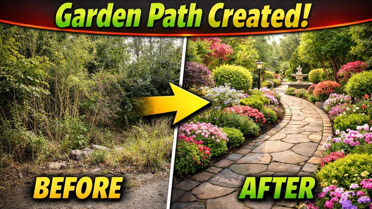 Wild Bushes Removed → Beautiful Garden Path Created ASMR