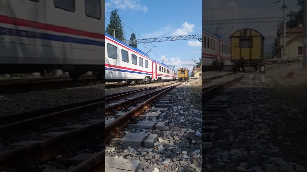kaptanımız bol korna çaldı TCDD vagon testleri için yol alan tren Bilecik Osmaneli gar'dan kalkıyor