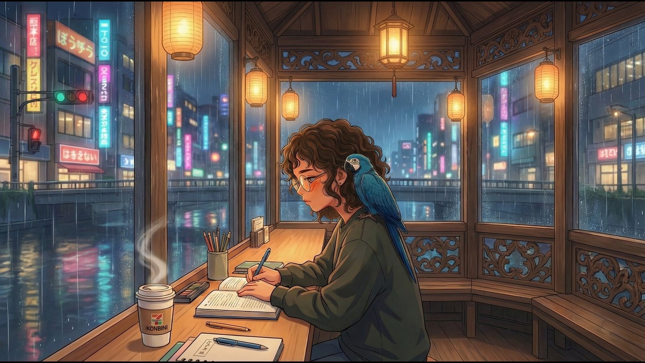 Tokyo Rainy Night Study Lofi – Cozy Gazebo Writing