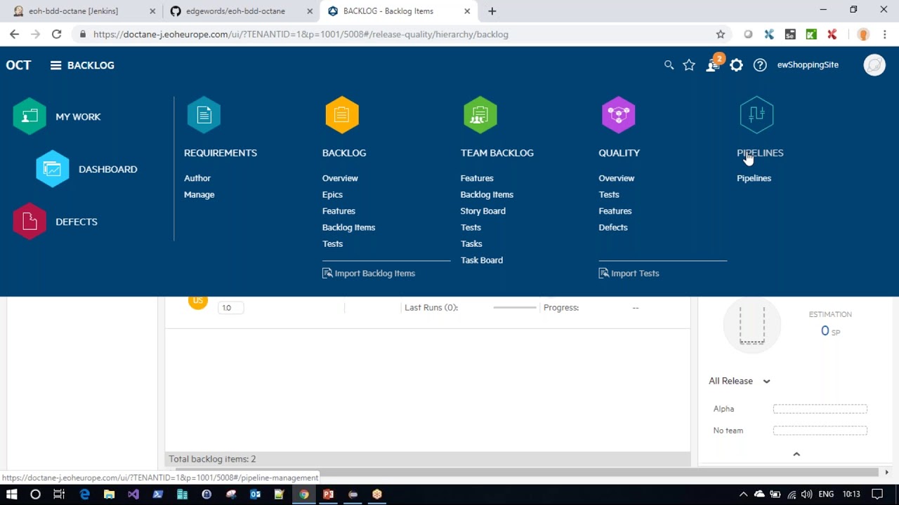 Automation with Microfocus ALM Octane Jenkins & Selenium