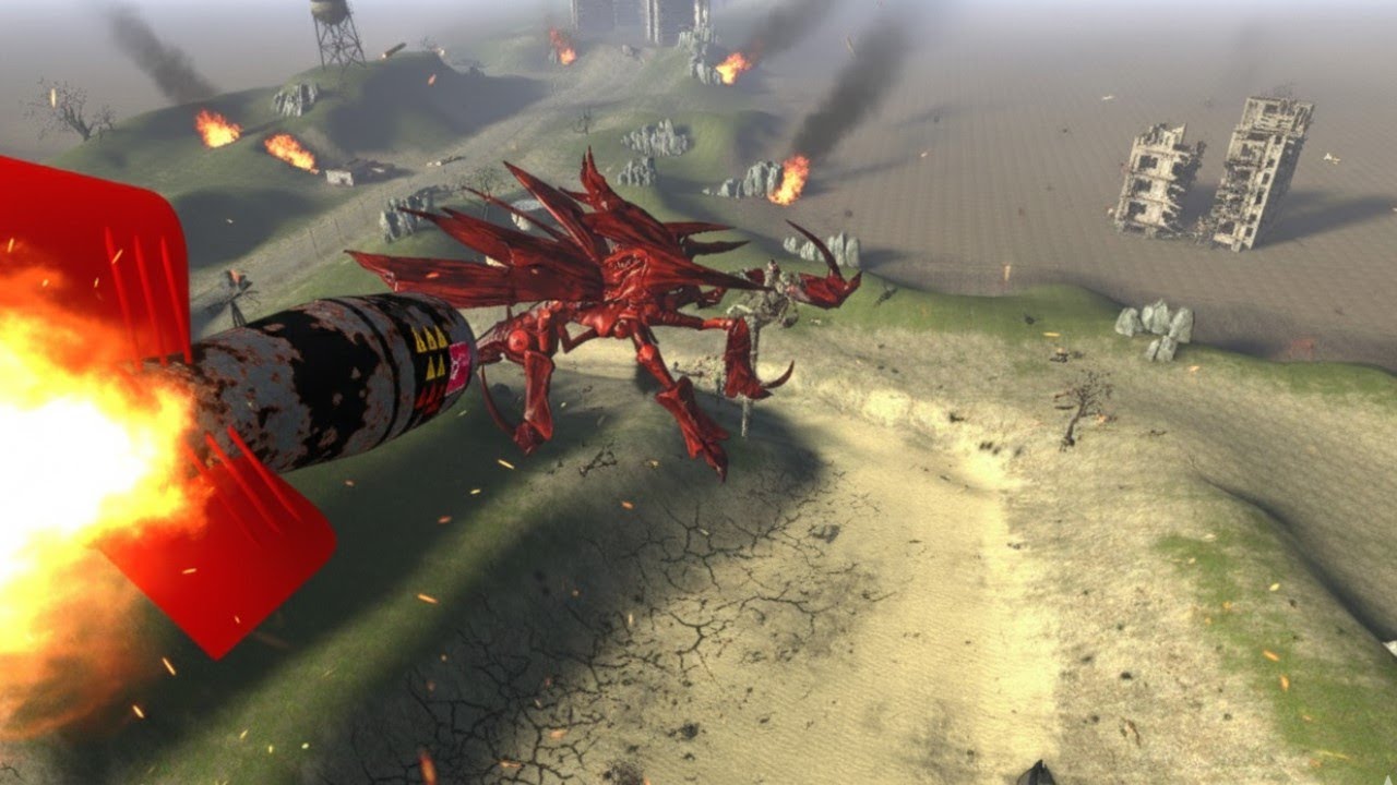 Garry's Mod Throwing Nuclear Bombs at Fighting Monsters in Nuclear Facility