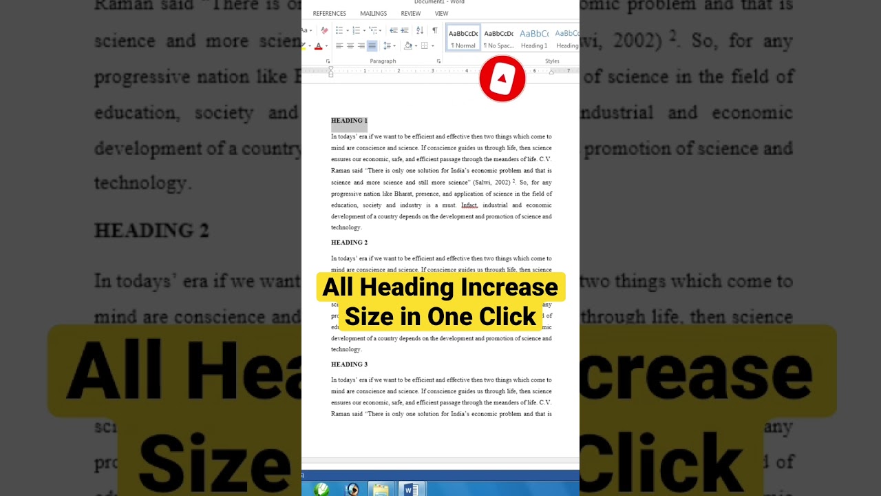 Heading Font Size #microsoftword #word #hindityping #computer #msword #how #kaise #kyo #msoffice