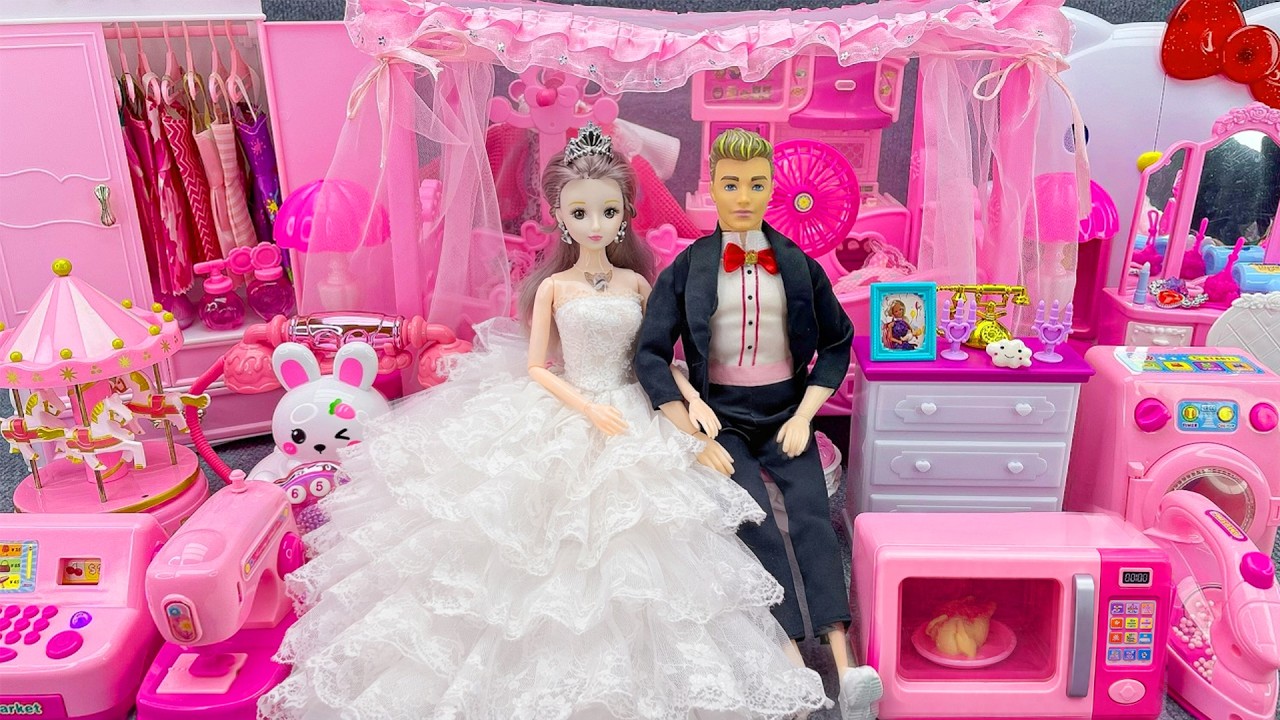 2 Minutes Satisfying with Unboxing Barbie Princess Pink Room, Rock Bed Play Set Review Toys| Lily