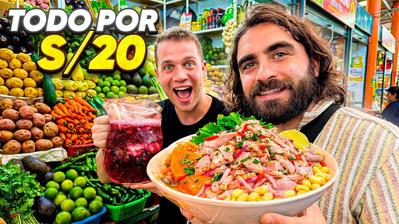 EUROPEOS COMIENDO en MERCADO de PER&Uacute; por S/20 🇵🇪 | COMIDA PERUANA
