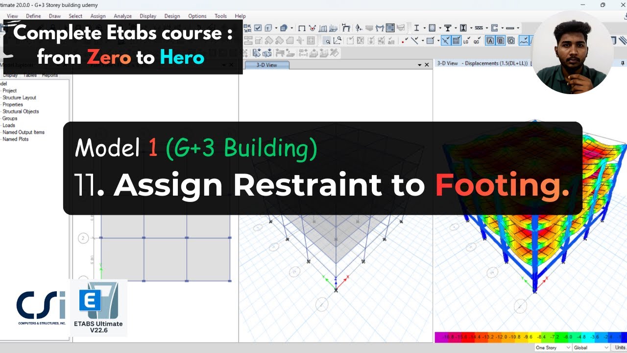 Model 1 (G+3 Building) : 11. Assign Restraint to Footing.