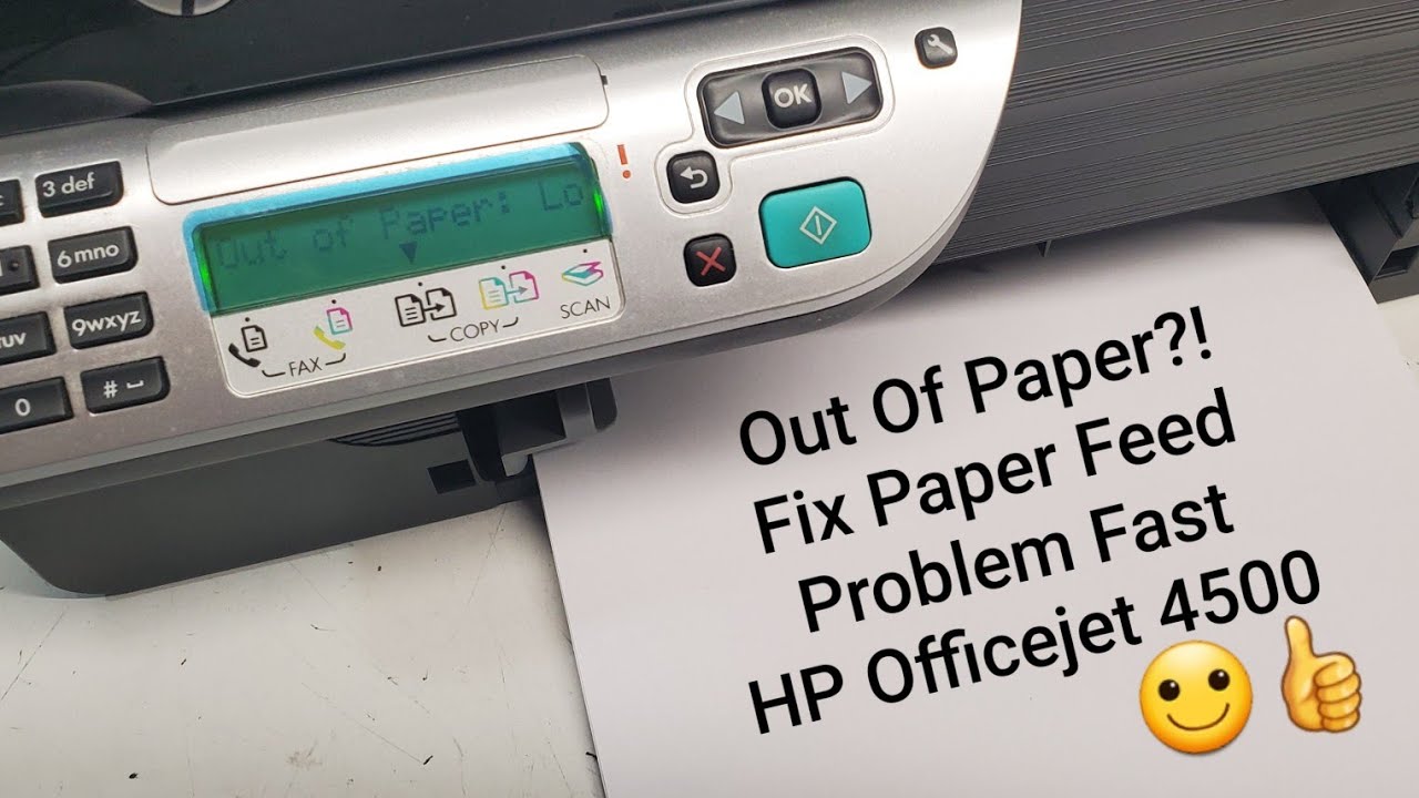 HP Officejet 4500 Out Of Paper Problem when paper is there! This is how I fix this feed error!