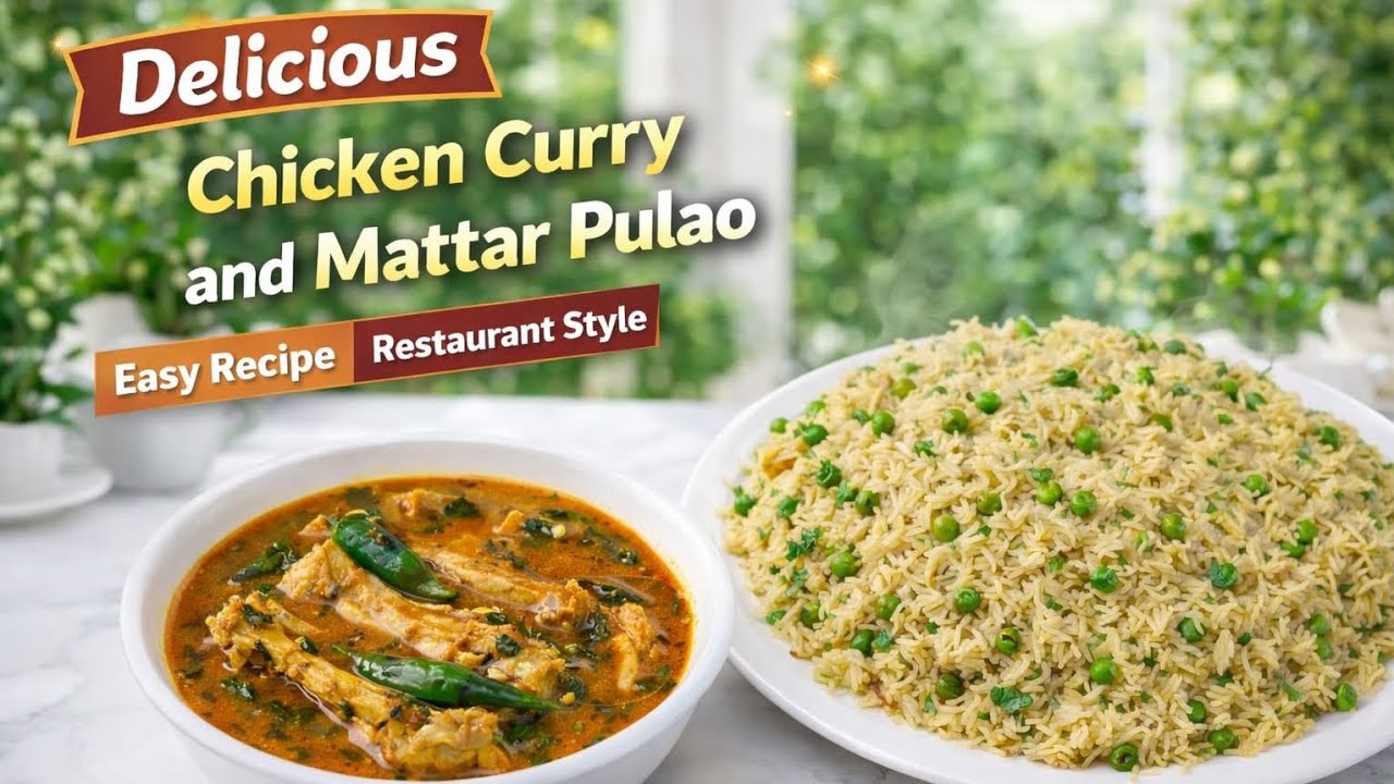 Delicious Chicken Curry with Mattar Pulao | Easy Restaurant Style Recipe