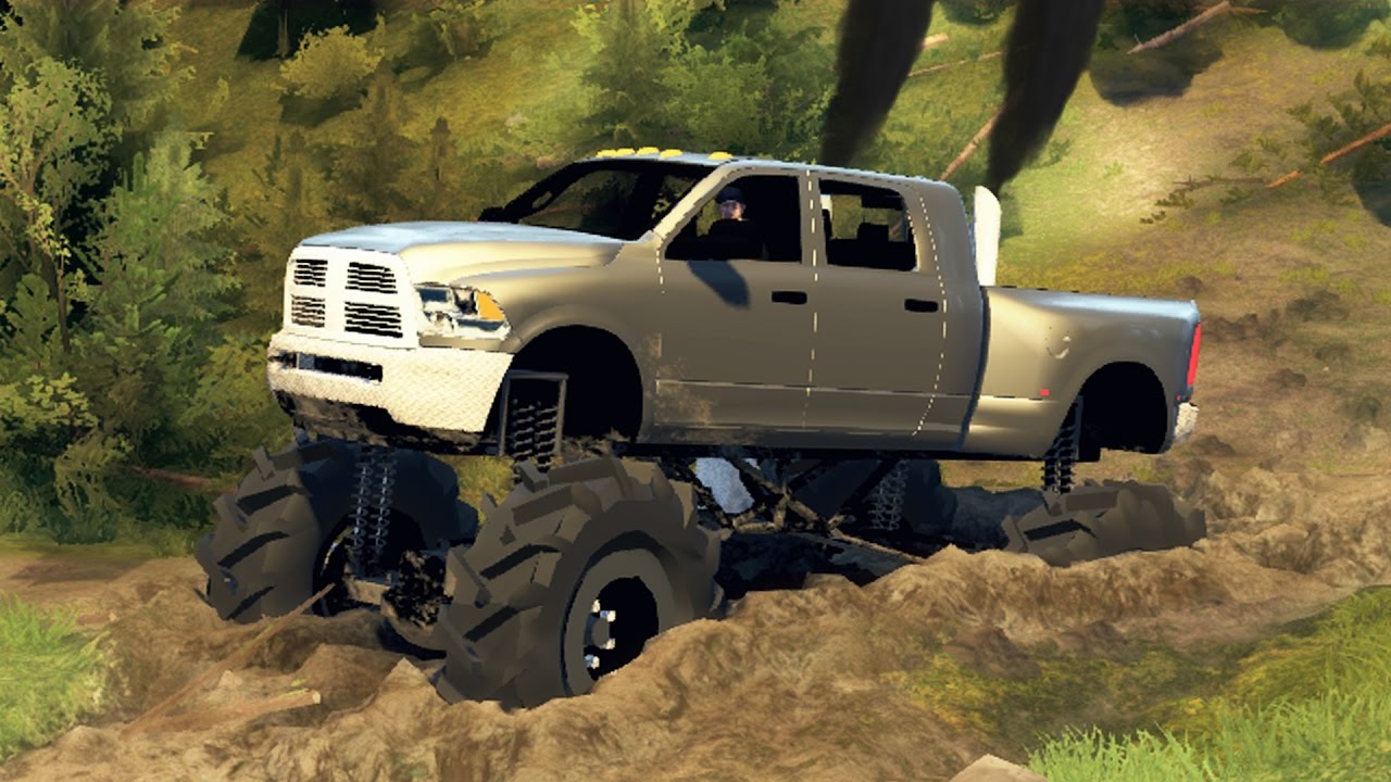 DODGE 3500 MEGA TRUCK 4x4 OFF-ROADING! Mudding & Hill Climbing! (SpinTires)