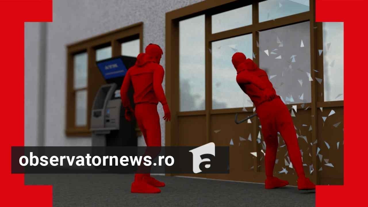 Hoţii au aruncat în aer un bancomat din Arad şi au furat 200.000 de lei. L-au umplut cu gaz