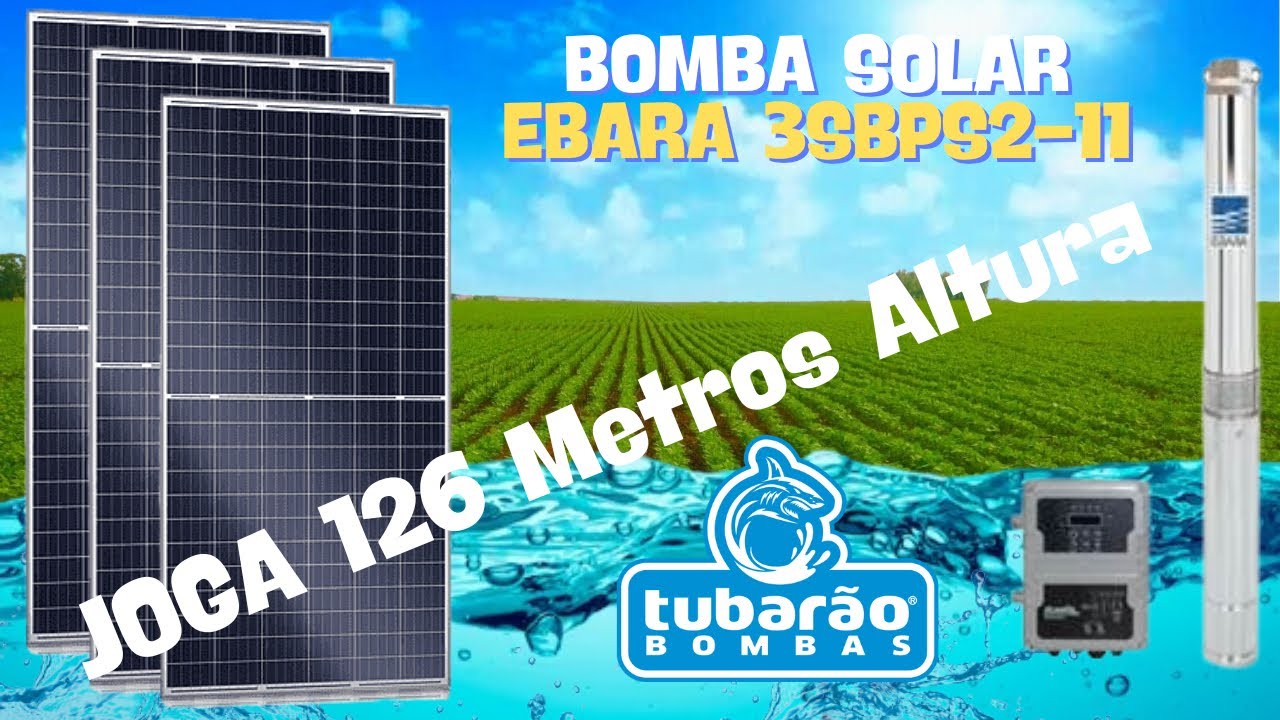 Bomba Solar 3SBPS2-11 CE 750w - JOGA 126 MTS DE ALTURA com 3 Pain&eacute;is Solares e Sem Bateria!