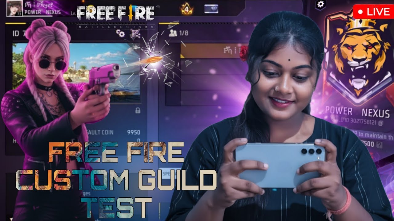 Live 🔴 Free Fire 🔥 I'd check reaction 😲 MOBILE GAME PLAY Guild test 1vs2 custom 😎#freefire#pnpayel