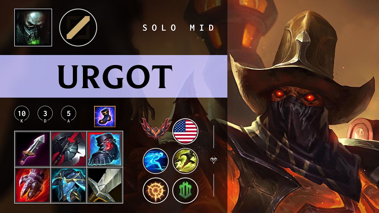 Urgot Mid vs Ahri - NA Grandmaster Patch 26.05
