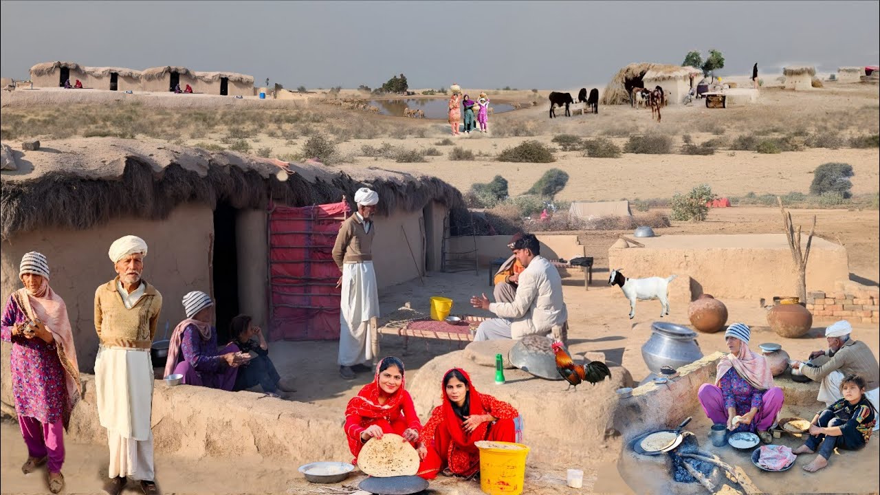 Ancient Culture Desert Village Life In Pakistan | Women Morning Routine Desert Village Food Cooking