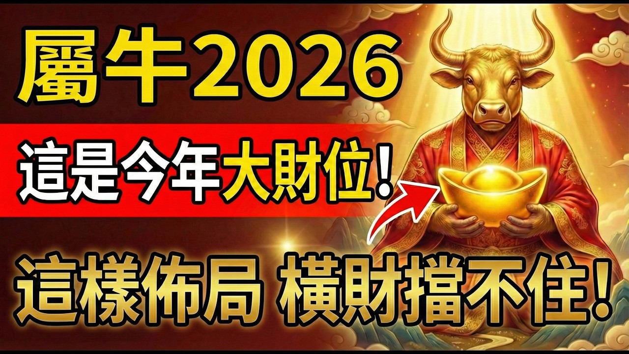 生肖牛2026年馬年注意！這方位是你今年大財位，如何佈局催財？#2026生肖牛運勢 #屬牛2026運勢 #生肖牛 #屬牛 #害太歲 #招財風水 #財位佈局 #偏財運 #生肖牛 #化太歲 #風水改運