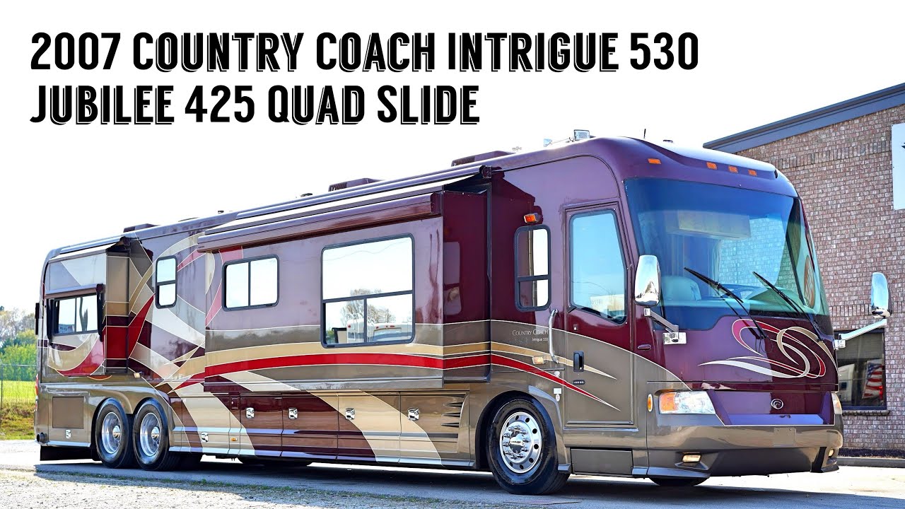 2007 Country Coach Intrigue 530 Jubilee A Class Tag Axle Quad Slide 525HP Diesel Pusher - $167,900