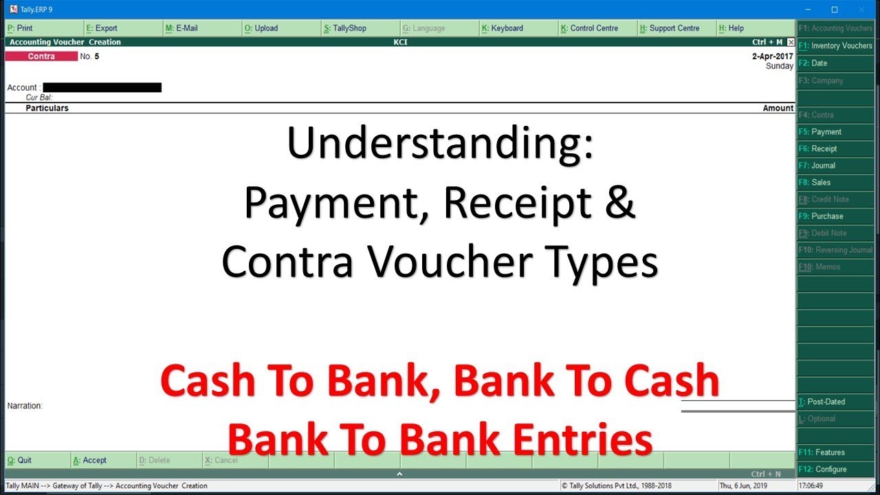 Understanding Contra Voucher for Cash & Bank Transfer Entries in Tally Prime / ERP 9 - Lesson 6