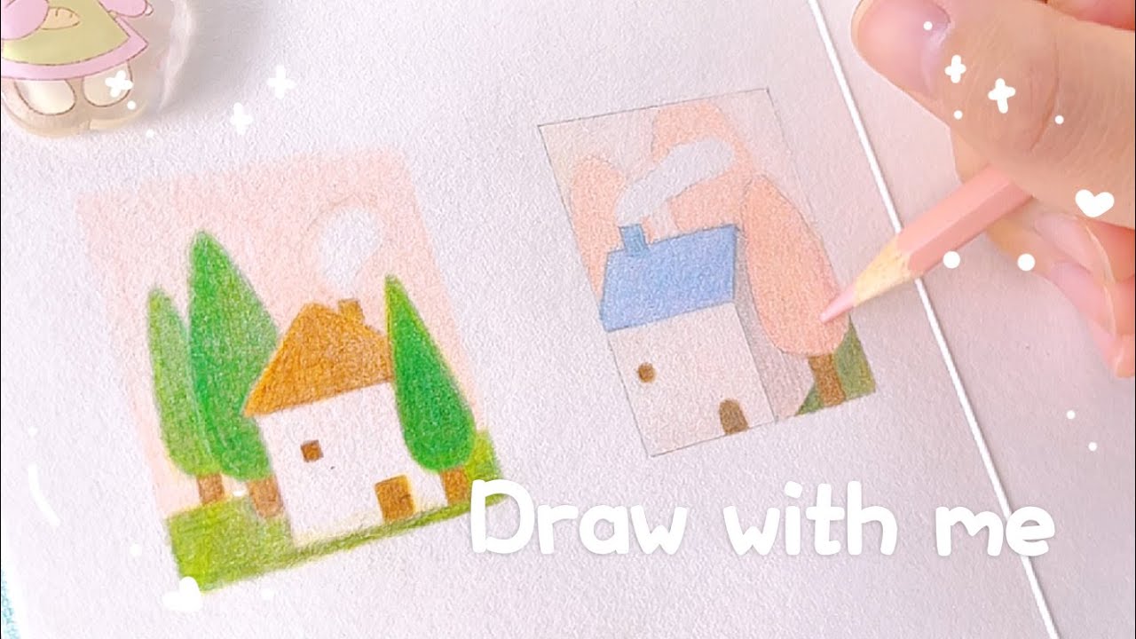 手绘彩铅插画过程分享/温暖治愈系风格插画