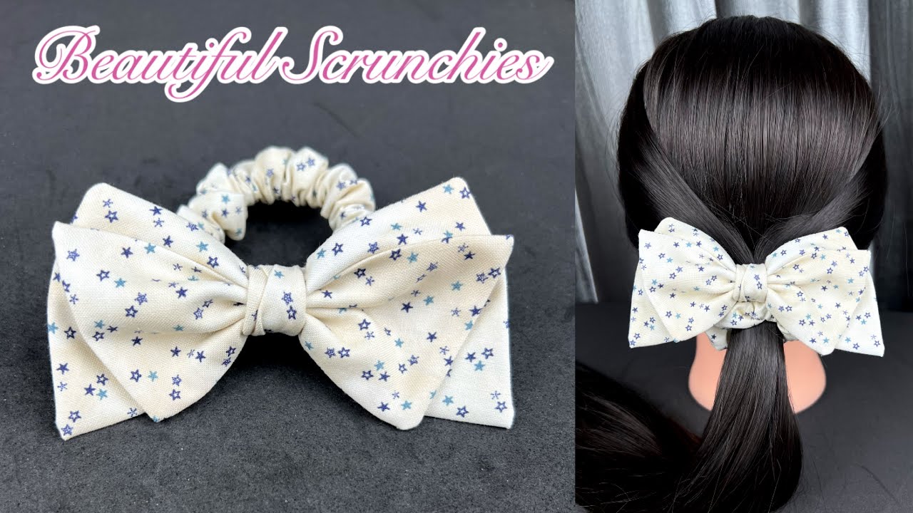 DIY Bow Scrunchies. How to make Bow Scrunchies Sewing Tutorial. DIY Hair Tie.