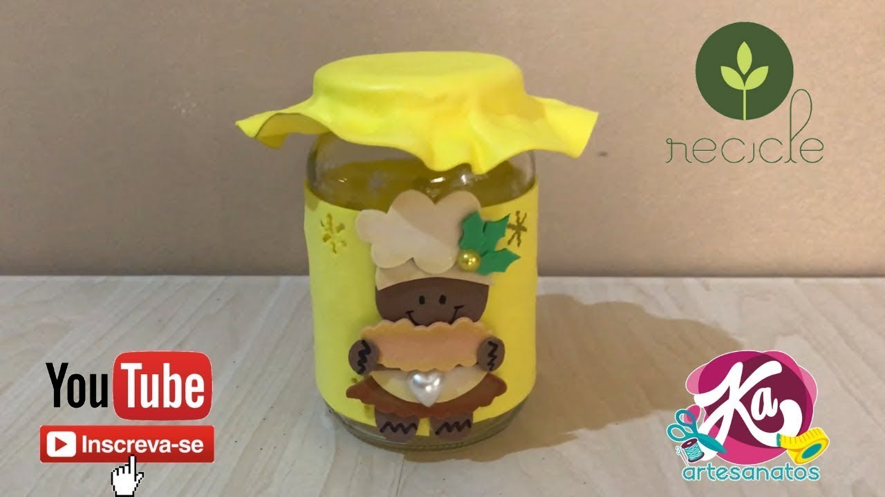 Pote de Vidro Decorado com E V A  Do lixo ao Luxo Artesanato Diy 1