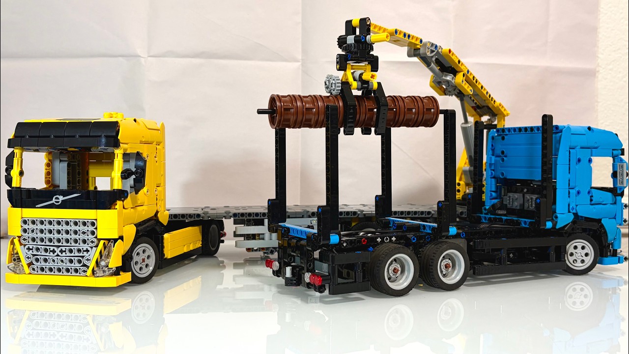 Lego Technic Mini Volvo FH MOC with Motorized Crane Trailer