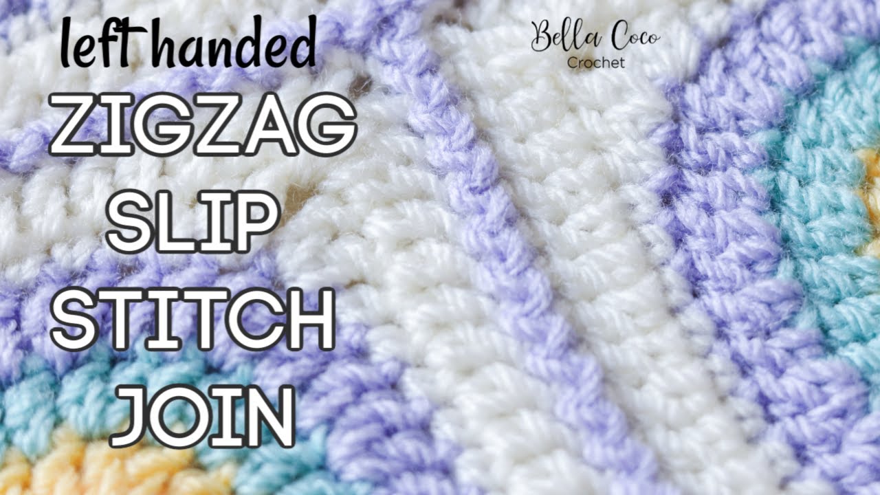 LEFT HANDED CROCHET: ZIGZAG SLIP STITCH JOIN | JOINING GRANNY SQUARES | Bella Coco Crochet