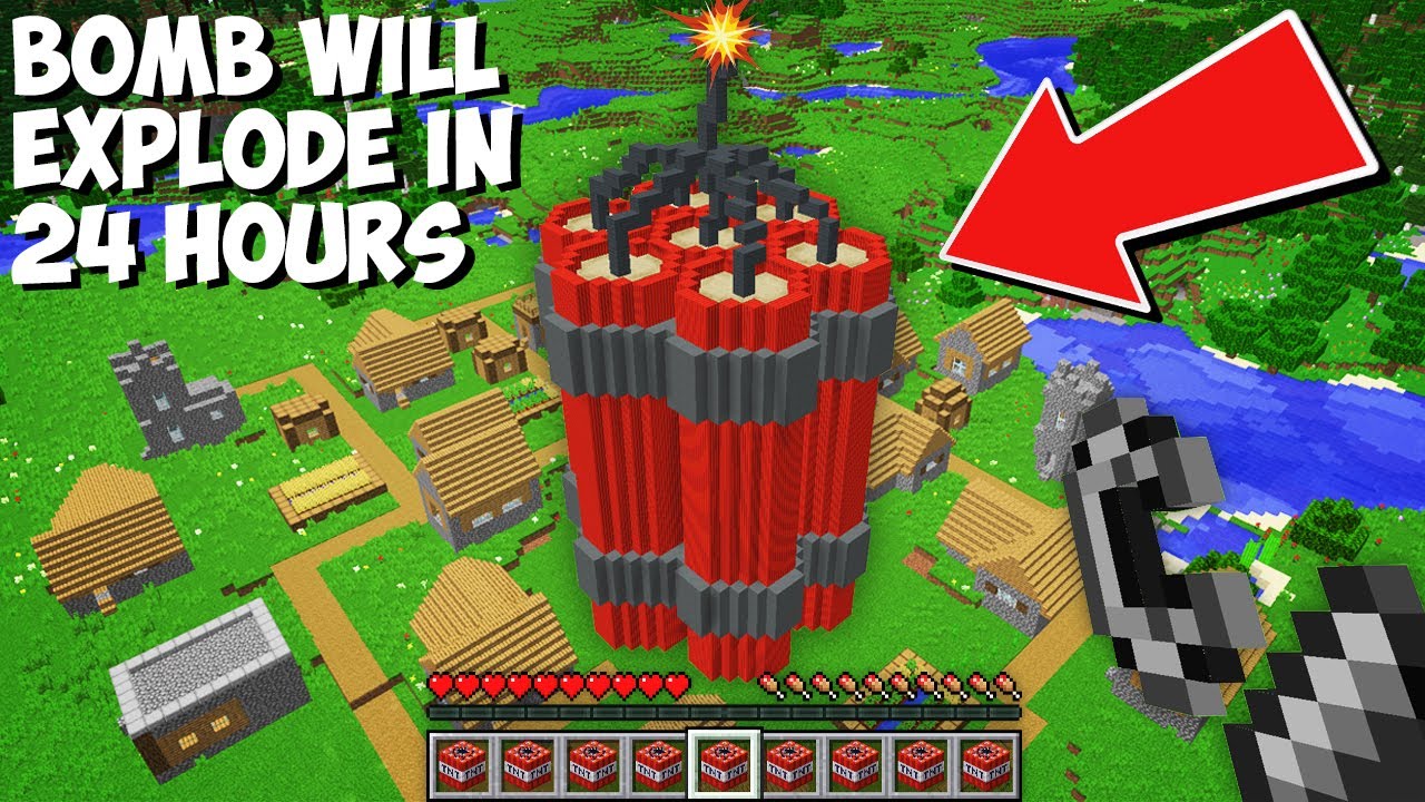 This BIGGEST BOMB WILL BLOW UP THE VILLAGE IN 24 HOURS in Minecraft ! HOW TO DEFUSE THE BOMB?