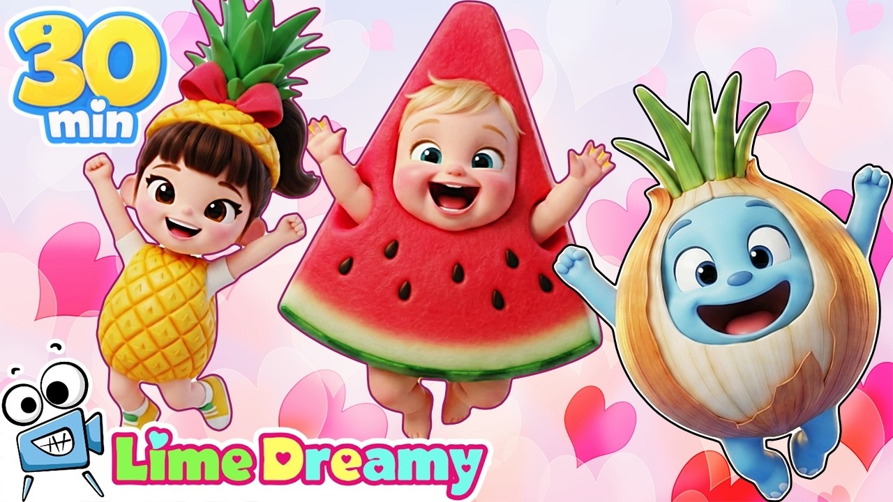 🍎 Fruit Song! + Dinosaur ! 🦖  30 Min Kids Mix | Learning Songs for Toddlers & Kids | Lime Dreamy