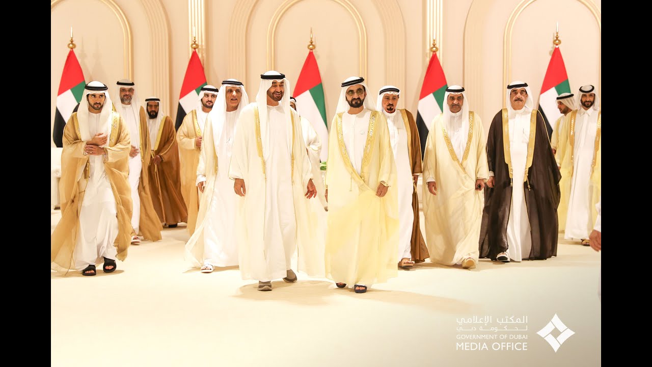 محمد بن راشد يتقبل تهاني محمد بن زايد وحكام الإمارات والشيوخ بزفاف أنجاله