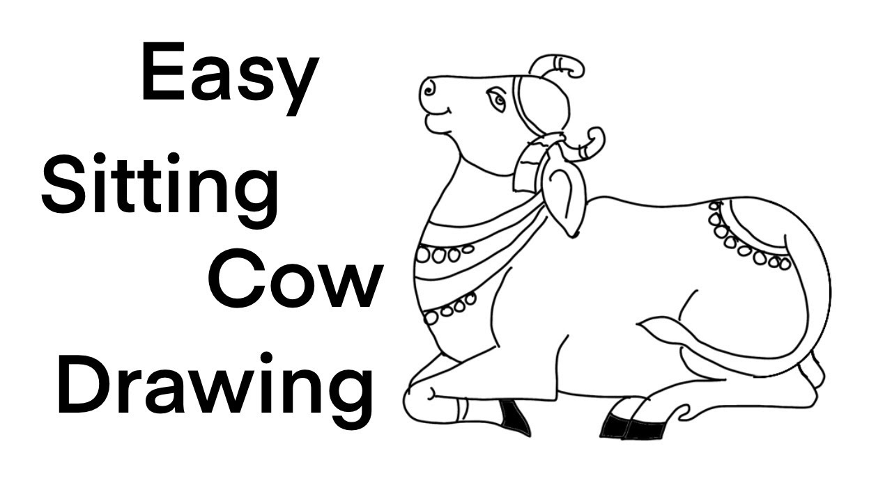 Step by step Pichwai cow sitting pose-- Art tutorial