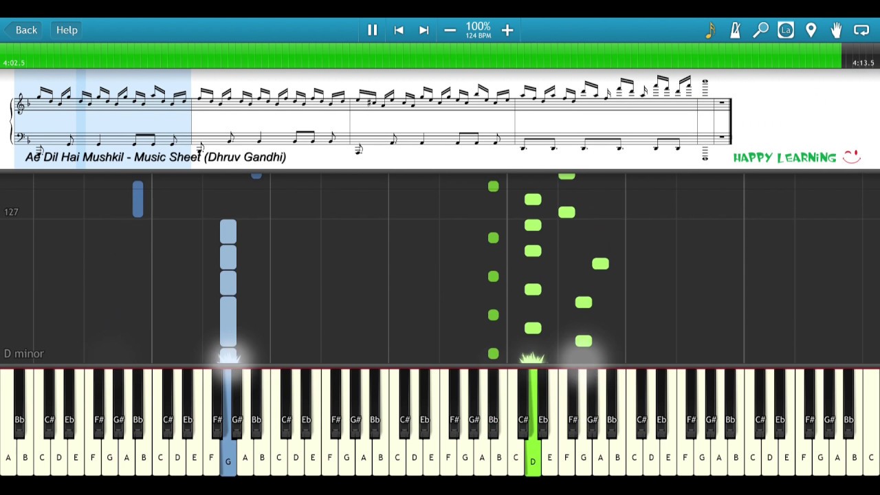 Ae Dil Hai Mushkil (Arijit Singh) || Piano Tutorial + Music Sheet + MIDI with Lyrics