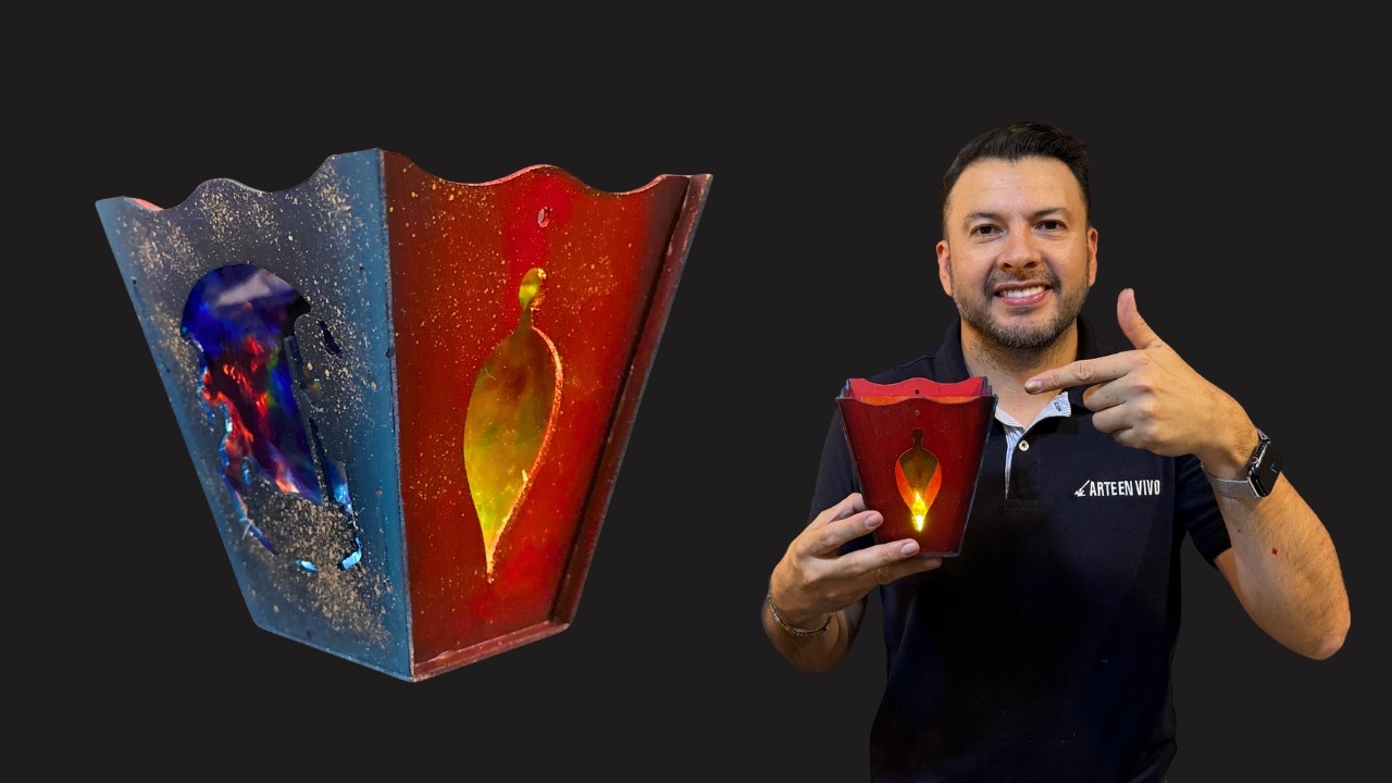 Farol Navideño en MDF  Efecto Vitral con Acetato ( Sin Vidrio )