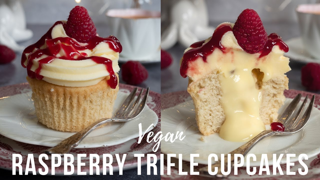 RASPBERRY TRIFLE CUPCAKES (VEGAN)