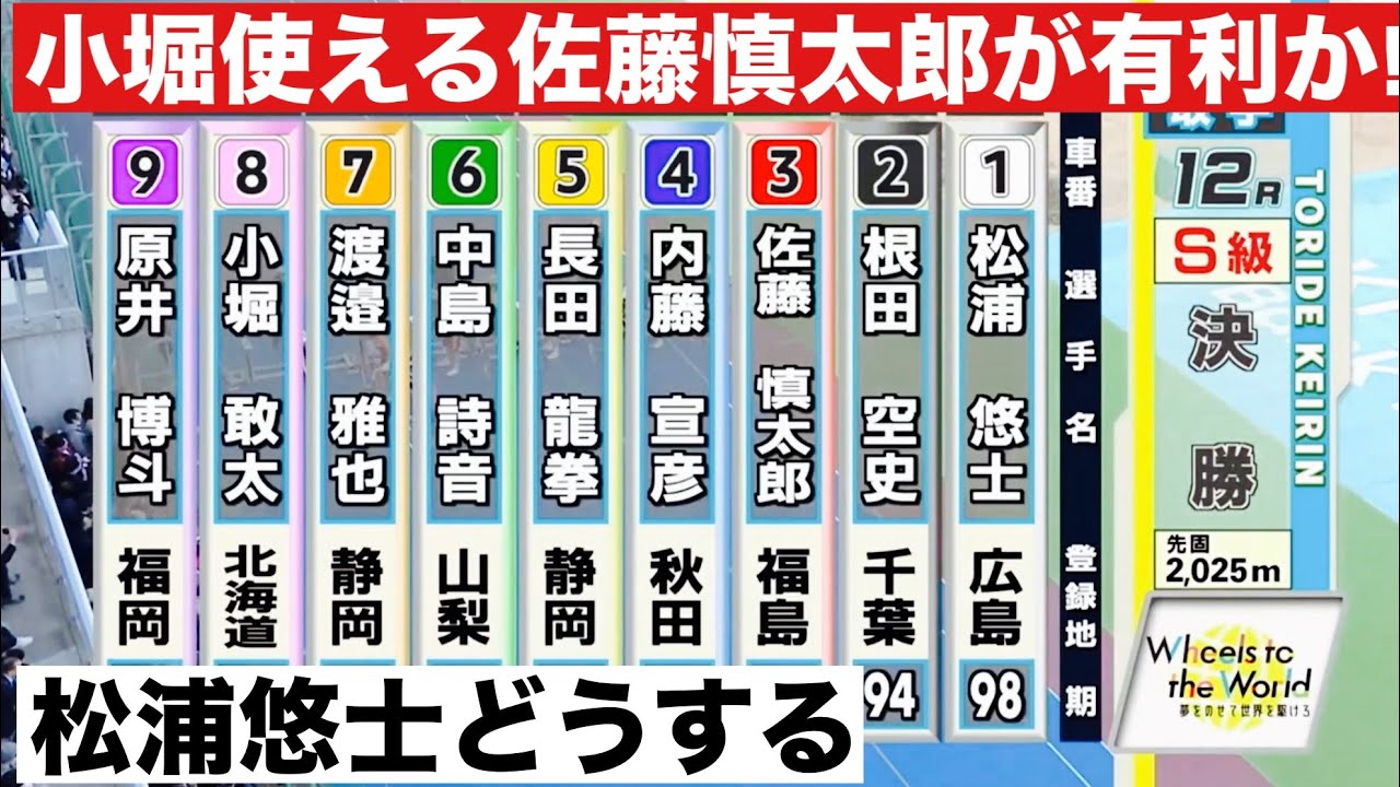 取手競輪 G3決勝 小堀使える佐藤慎太郎が有利か! 松浦悠士どうする🔥　ワールドサイクリスト支援競輪