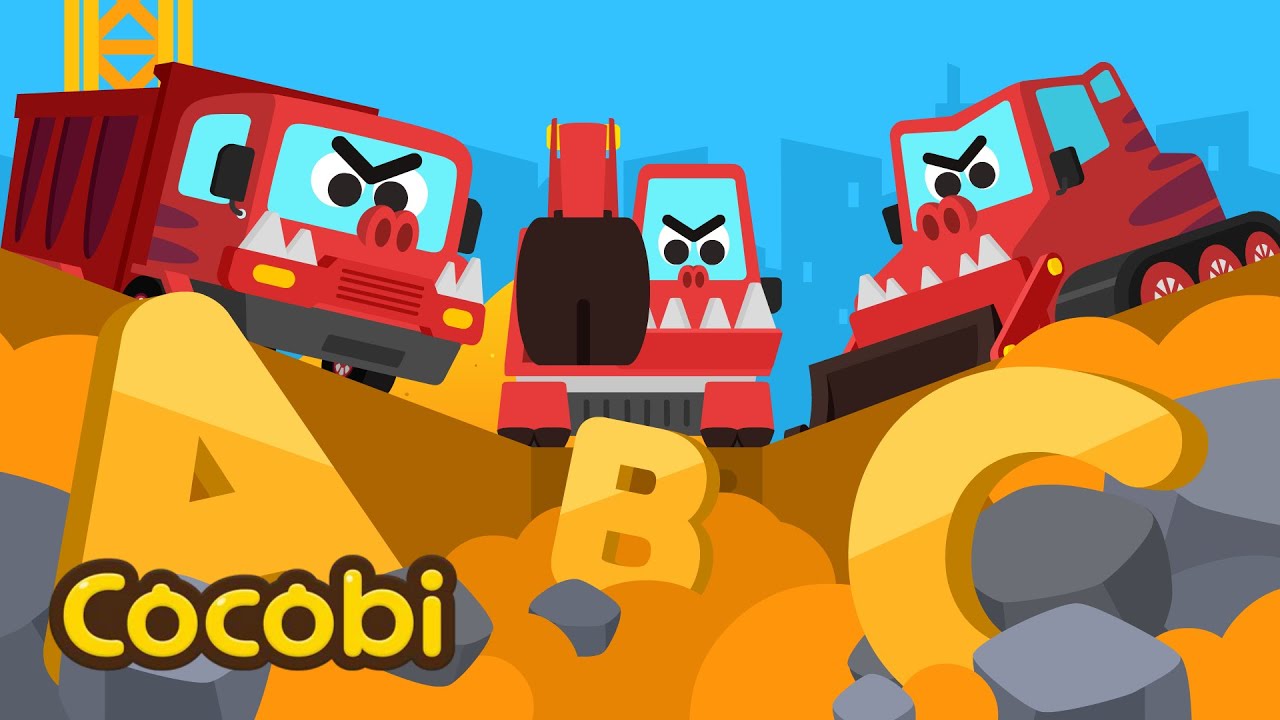 ABC Kendaraan Berat T-Rex🦖🚚 | Lagu Anak-anak | Cocobi