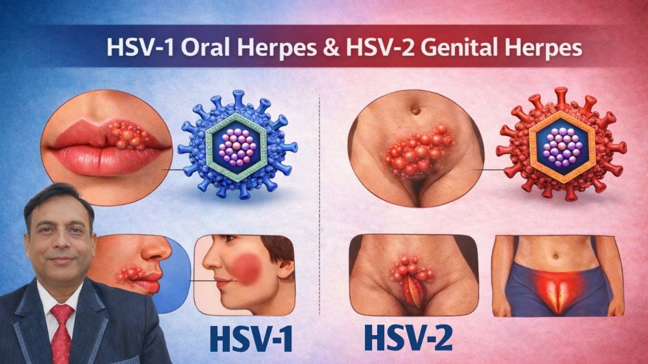 HSV-1 Oral Herpes & HSV-2 Genital Herpes | कारण, लक्षण और इलाज