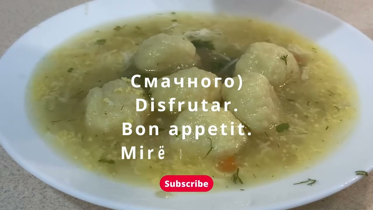 Суп з сирними галушками   チーズ餃子入りスープ Sopa con albóndigas de queso Soup with cheese dumplings