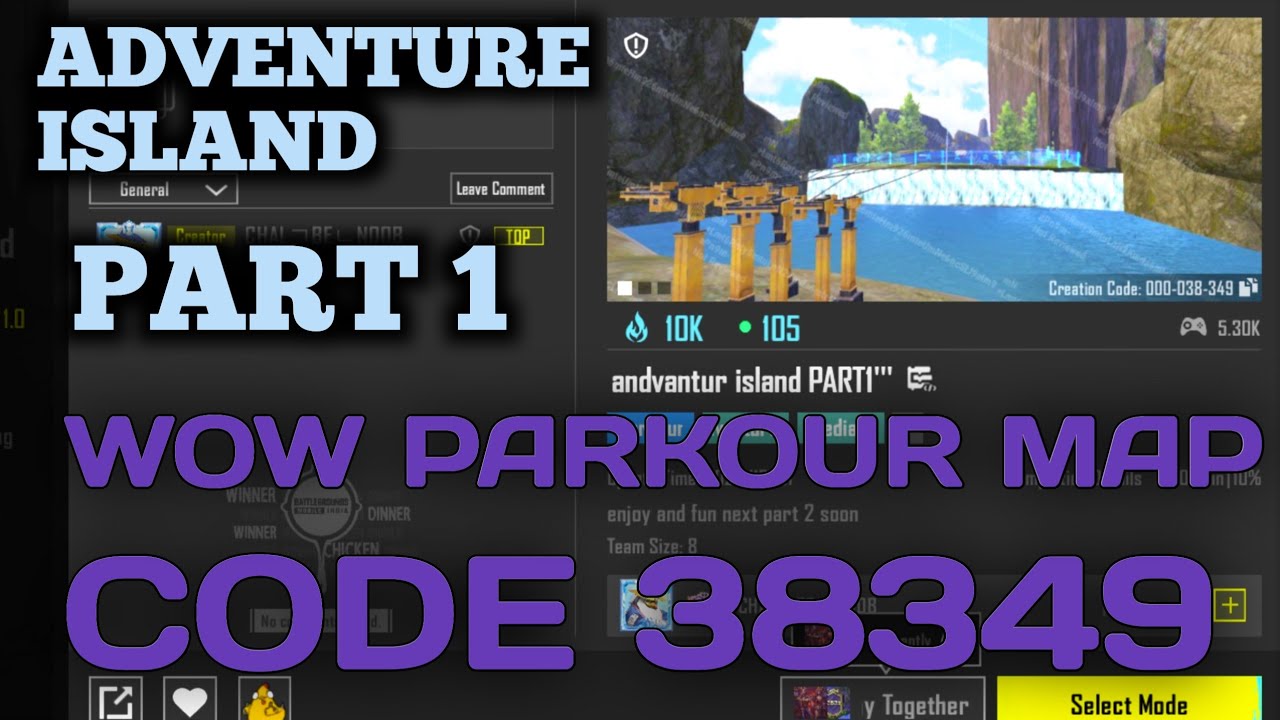 Bgmi wow parkour mode code 38349 | adventure parkour new version mode easy tricks 