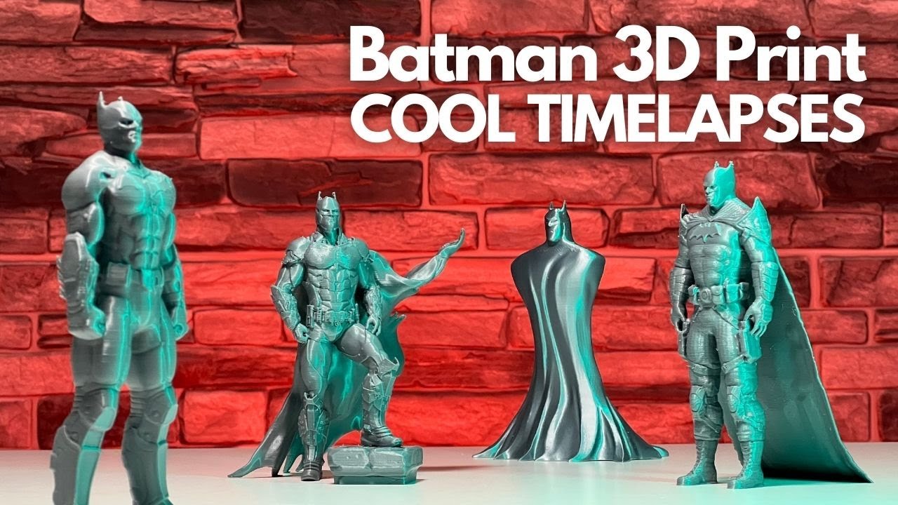 3D print Batman Timelapse - 4 Batman figures printed on a 3D printer - 4k video