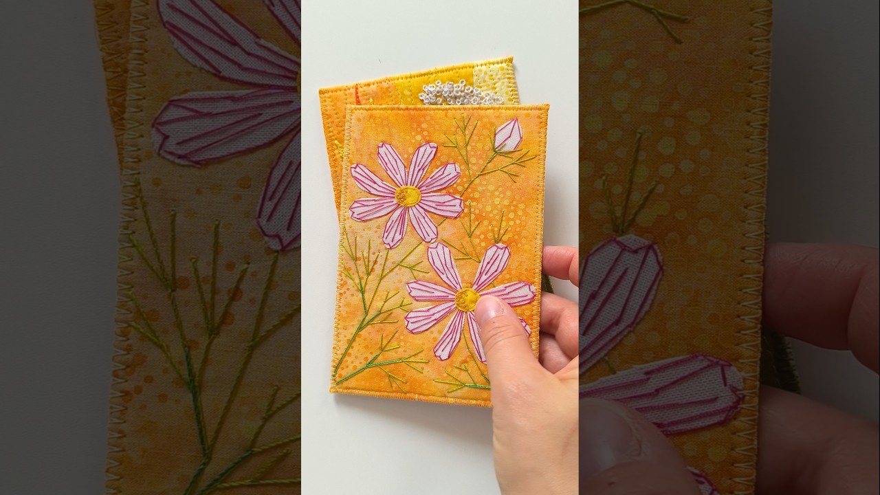A bit of sunshine # art #fabricart #textileart #handembroidered #fabricpostcard #flowers
