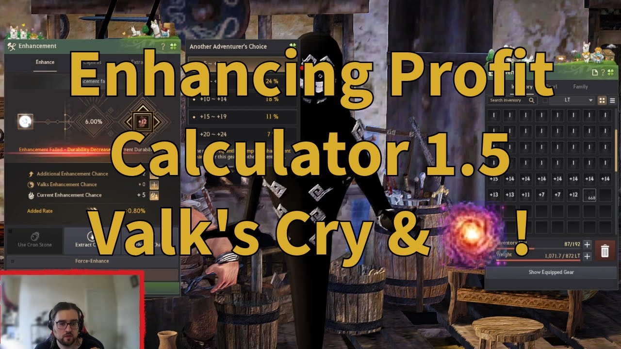 [Black Desert] Enhancing Profit Calculator 1.5. Added Valks Cry and Dim / Origin of Dark Hunger!