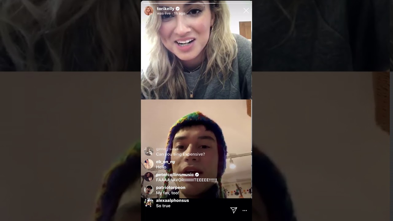 TORI KELLY & JACOB COLLIER SINGING ON INSTAGRAM LIVE